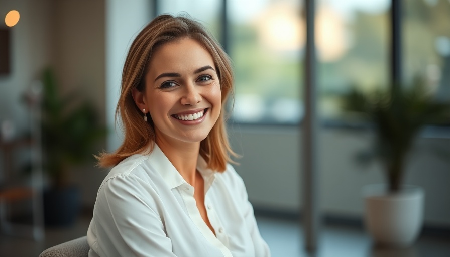 Confident woman in studio embracing leadership style