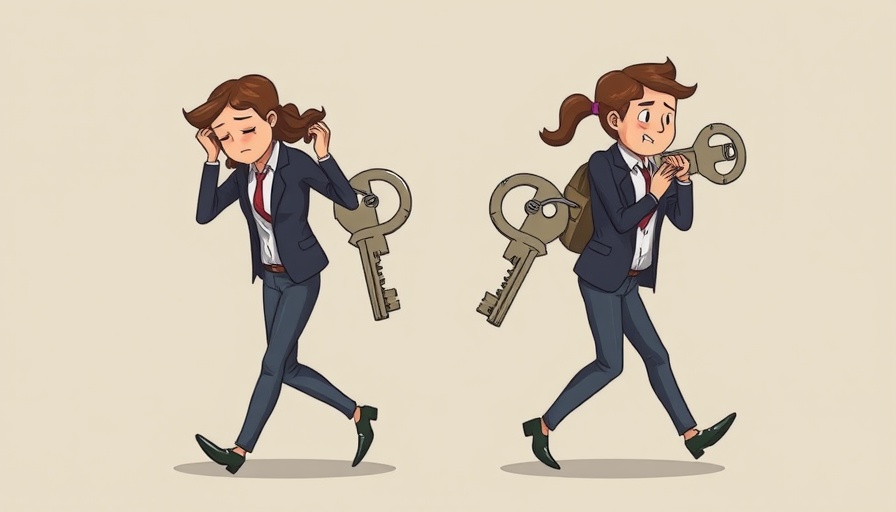 Illustration of burnout affecting employees with symbolic wind-up keys.