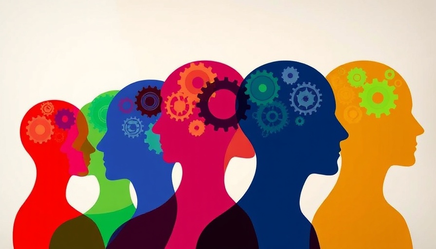 Colorful silhouettes with gears symbolizing neurodiversity in the workplace.