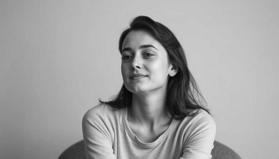 Portrait of a young woman with a relaxed expression, monochrome style.