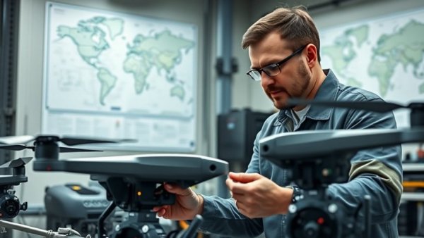 Drone technicians examining control systems, Red Cat Ukraine Multi-Domain Drone Systems.