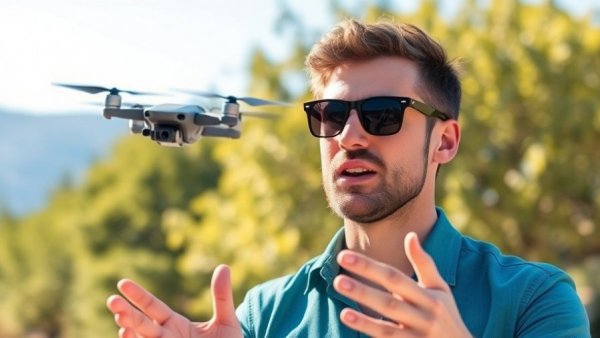 Man giving drone safety tips under sunny sky, learn how to not crash your drone.
