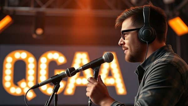 Drone Technology Q&A live session setup with microphones.