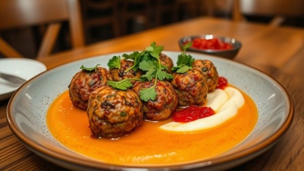 Gourmet dish at a Berkeley restaurant, showcasing vibrant culinary presentation.