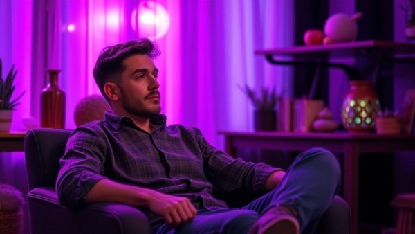 No Replacement For DJI - man seated in modern room with vibrant lighting.