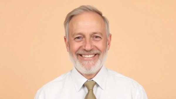Portrait of a smiling older man in a white shirt with a tie.