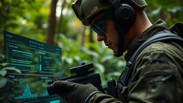 Soldier using digital interface for military battlefield integration