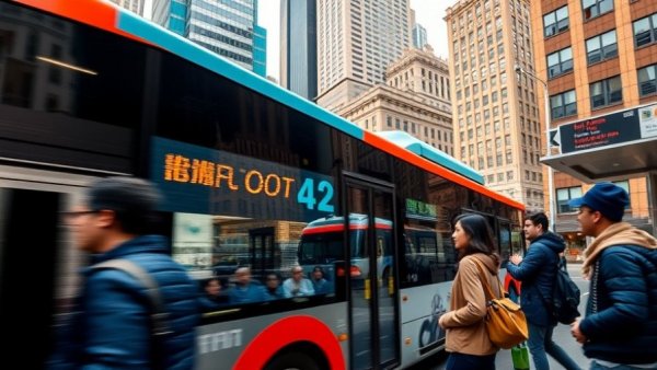 Muni bus at city stop, highlighting fare increases.