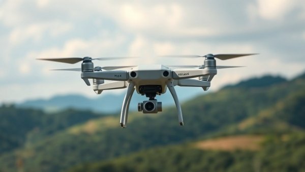 Drone hovering against scenic hills, illustrating flight regulations.