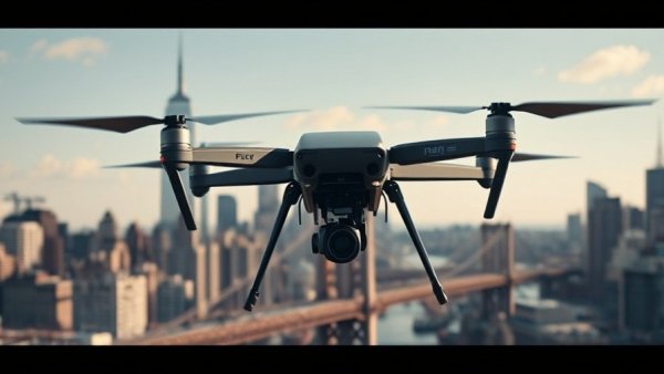 Cargo drone trial in NYC, Brooklyn Bridge background.