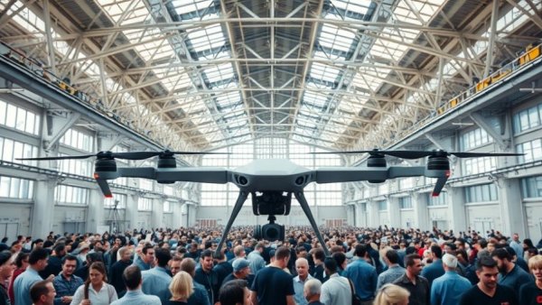 Elbit Systems Opens UAS Facility in Romania; drone displayed in facility.