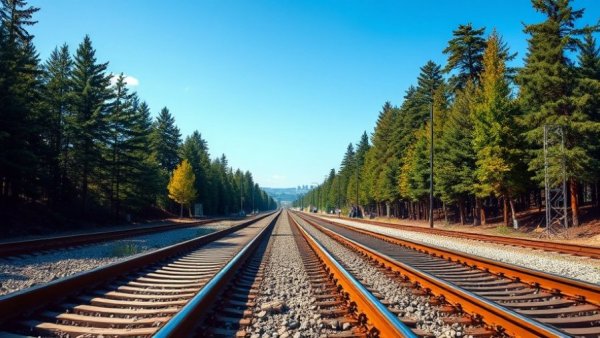 Berkeley tree removal site near railroad for project, clear sky, urban backdrop.