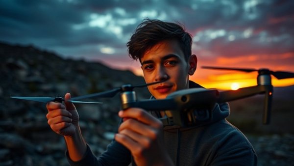Man holding drone in Colorado at sunset highlighting drone restrictions.