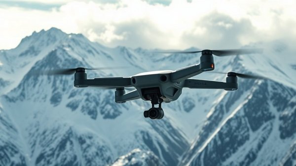 Drone soaring through snowy mountains, ideaForge Financial Performance Q4.