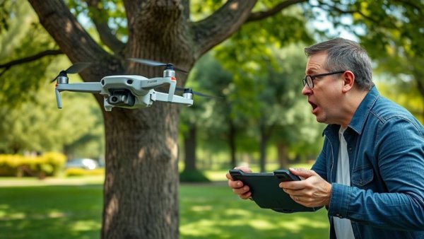 Startled man avoiding drone crash in park - How to NOT Crash Your Drone