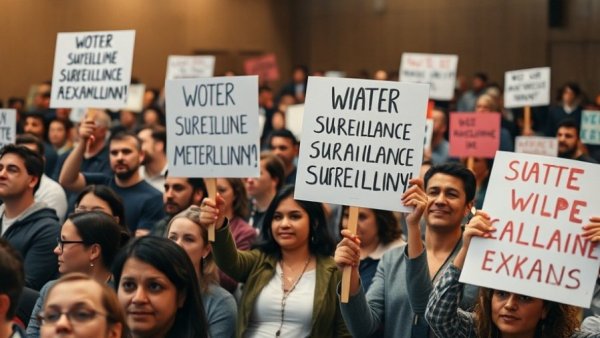 Protesters hold signs opposing Berkeley Police Surveillance Expansion.