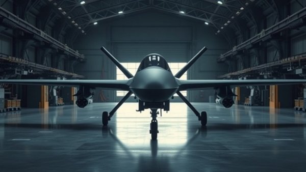 Helsing funding round military hangar scene with drone and vehicles
