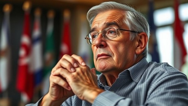 Thoughtful older man with clasped hands in a meeting about SFUSD enrollment overhaul delays.