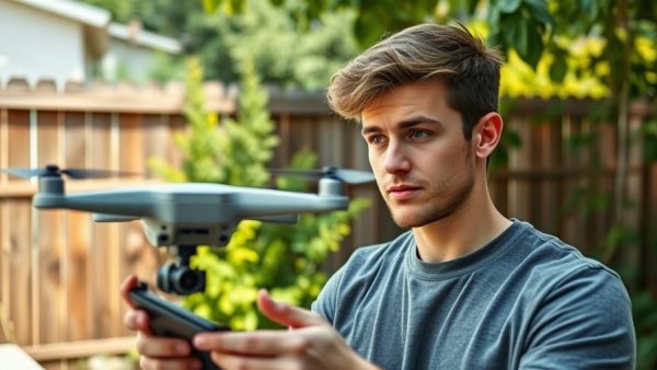 Drone pilot navigates potential airspace problem in backyard.