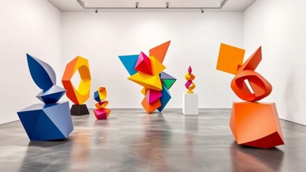 Colorful abstract sculptures at The Dome Center for Art, Music and Dance exhibition.