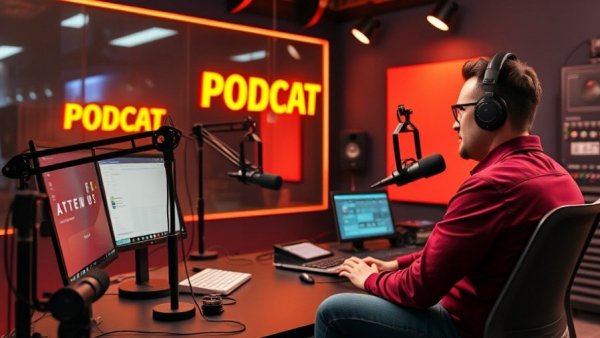Engaging podcast setup on drone technology insights