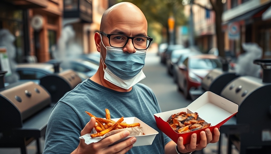 Pastor BBQ ministry event featuring masked man with BBQ plate.