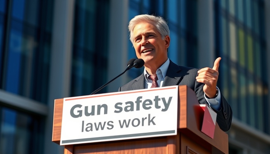 Gavin Newsom discussing gun safety in California.