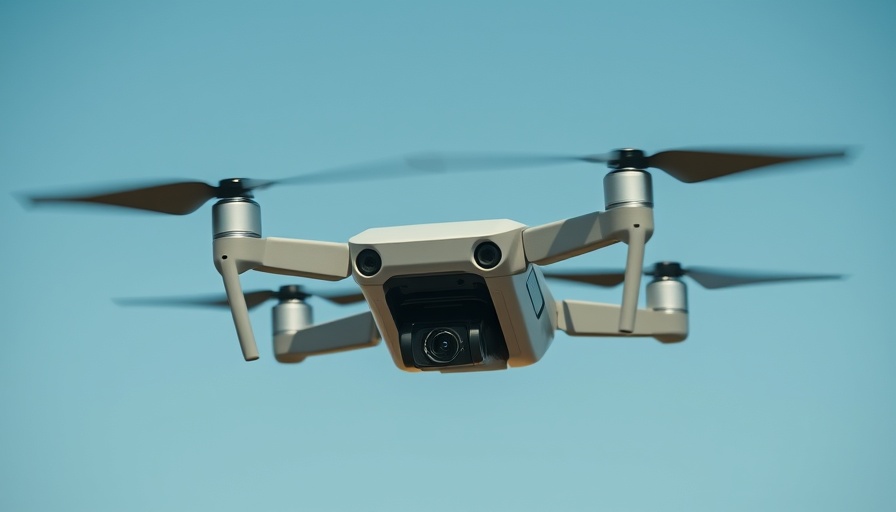 DJI Flip fully foldable camera drone flying against blue sky.