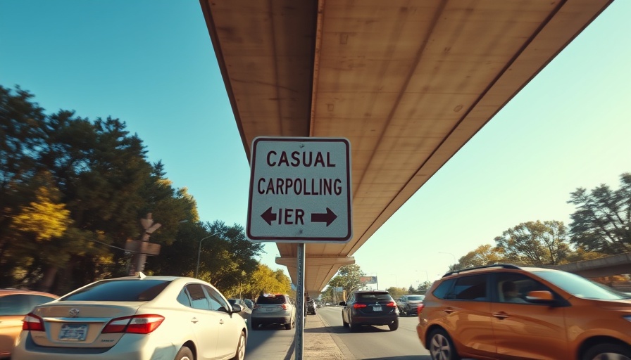 Casual carpooling sign in Oakland at a busy intersection.