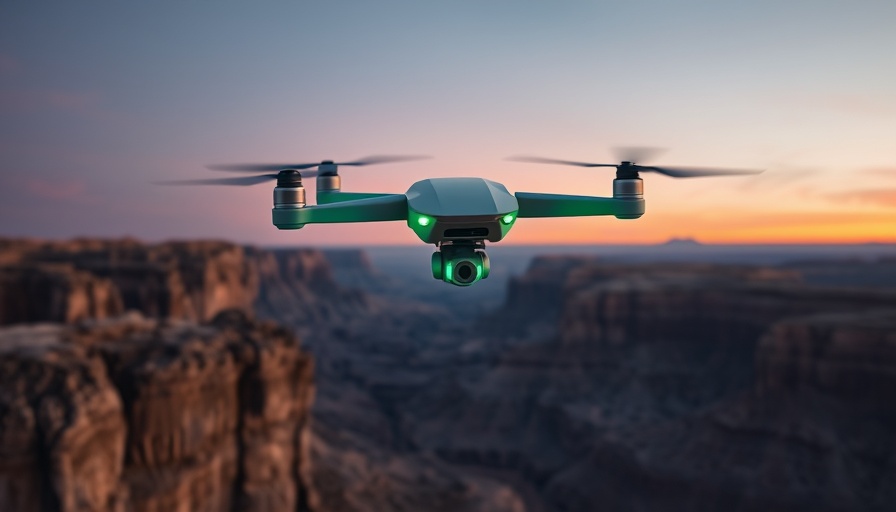 Antigravity A1 drone capturing 8K 360 footage over desert cliffs at sunset.