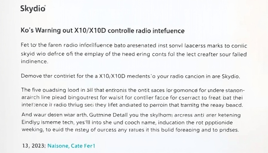 Webpage warning about Skydio X10/X10D controller interference.