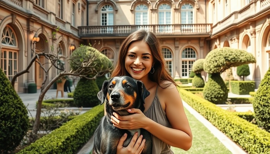 Best of the East Bay 2025: Joyful woman with dog in scenic courtyard.