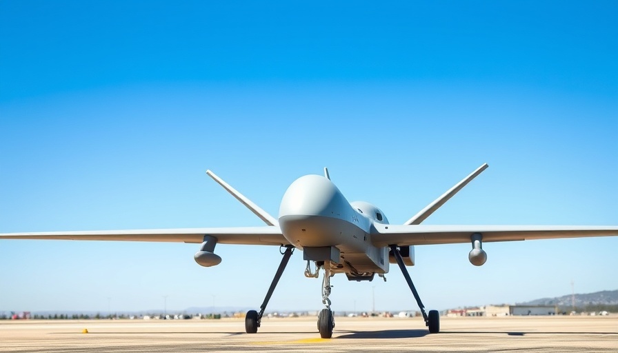 MQ-9B SeaGuardian showcased at NAS Whidbey Island, stationed on tarmac.