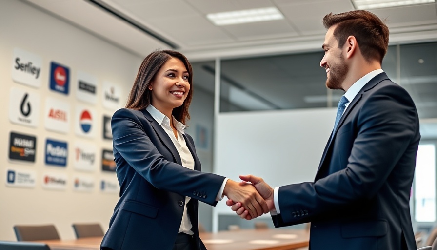 Corporate handshake between professionals at GE Aerospace and Kratos, representing collaborative combat aircraft engines agreement.