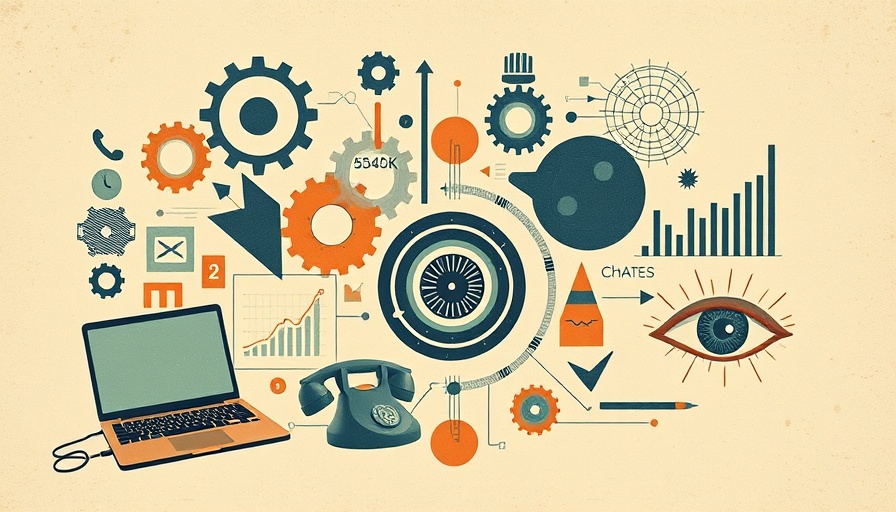 AI in the workplace represented by a vintage office elements collage.