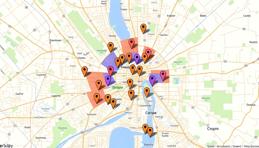 Map showing 2025 Berkeley gunfire incidents with markers.