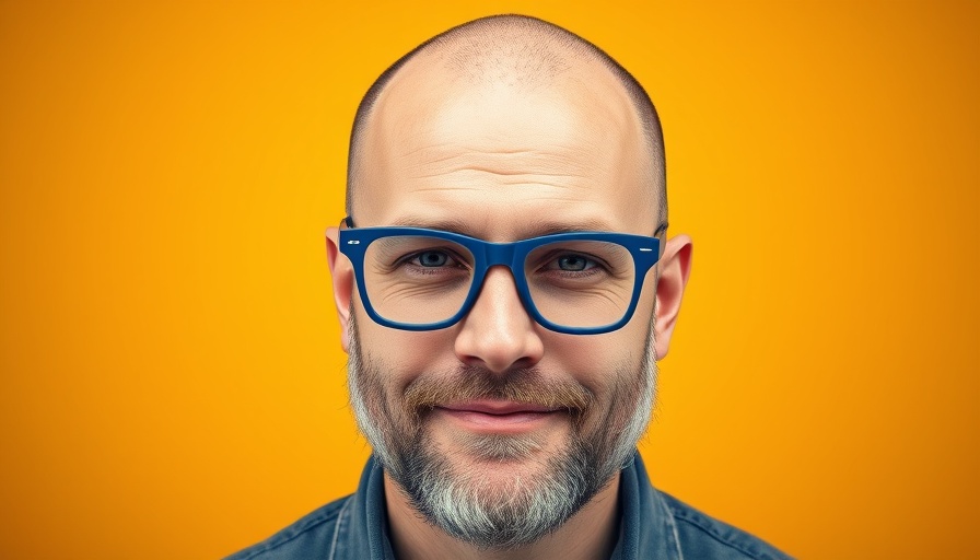 Portrait of a man with blue glasses and yellow background, AI in art education.