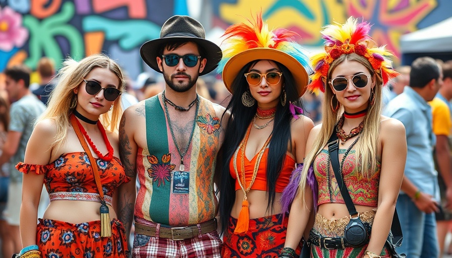 Portola Music Festival Fashion showcasing diverse, colorful outfits.