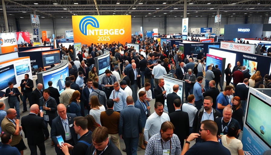 INTERGEO 2025 expo with people networking and drone technology focus.