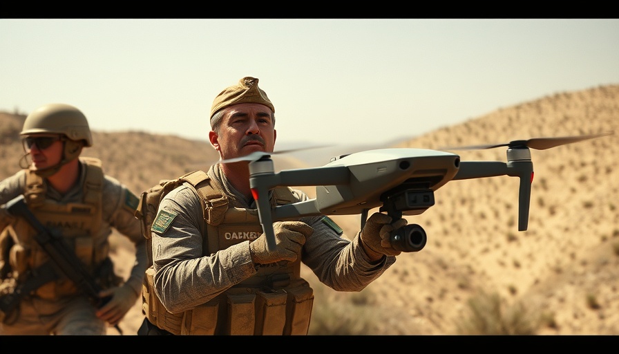 Enhanced Puma LE Precision Targeting with soldier operating UAV in desert