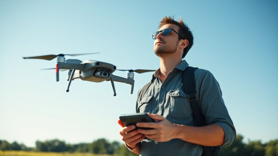 Drone pilot ensuring compliance with drone safety regulations in open field.