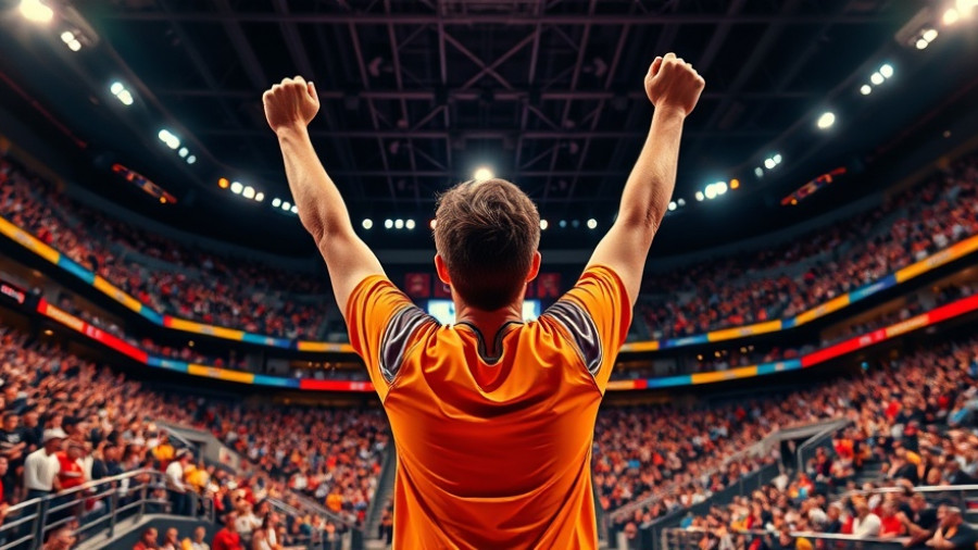 Young athlete at AJ Manas Reyes Cup raising arm triumphantly.