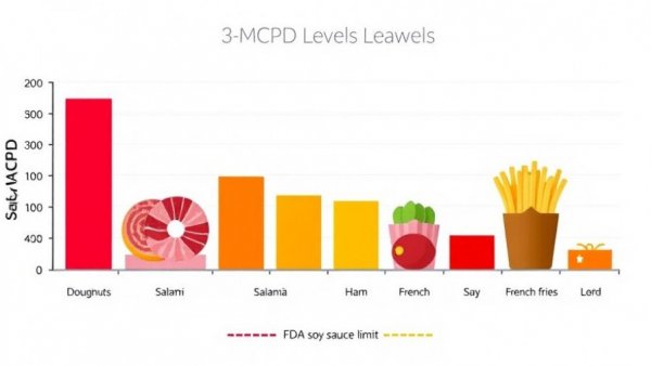 Bar graph comparing 3-MCPD levels in foods, including chlorohydrin 3-MCPD context.