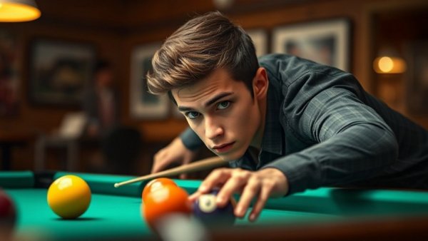 Young man concentrating at Q City 9-Ball Tour Christmas Event
