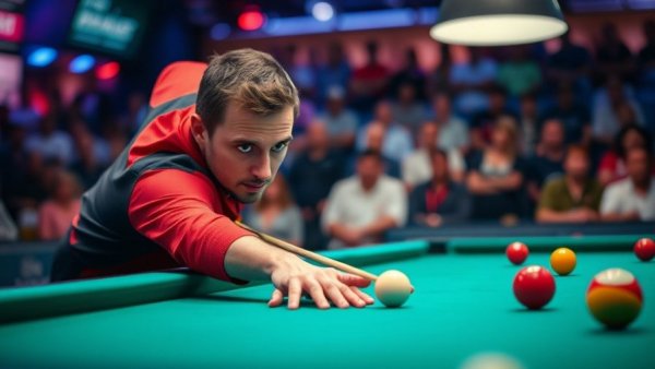 Intense moment at the TOP Tour Championship 2023 with focused pool player.