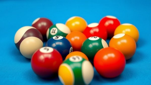Pool balls arranged for the 2026 Q City 9-Ball Tour, vibrant blue felt.