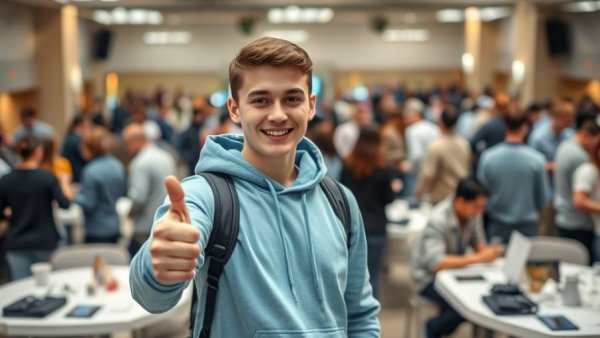 Junior player at Turning Stone Classic event, giving thumbs-up gesture.