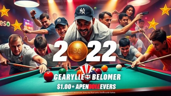 European Open Pool Championship promotional poster with dynamic player montage.