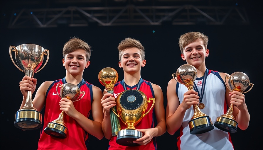 European Youth Pool Championships winners proudly holding trophies on stage.