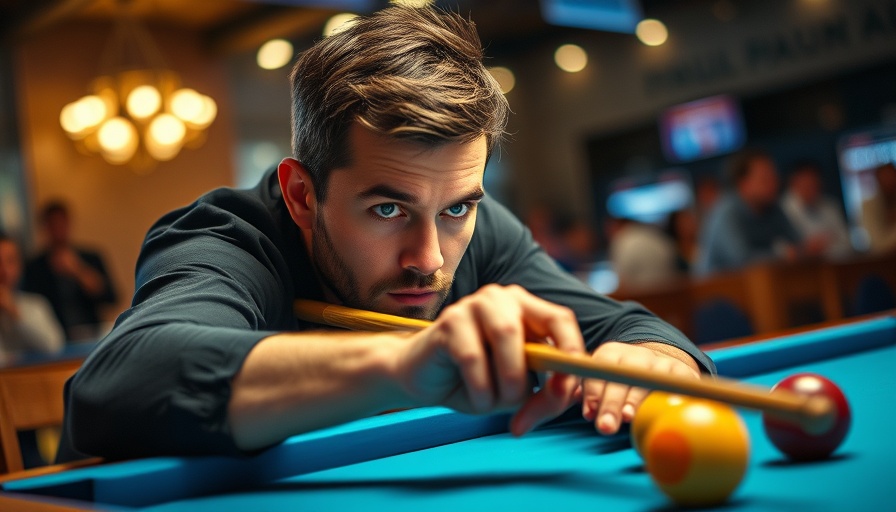 Focused billiards player at a tournament, WNT Rally In The Shenandoah Valley.